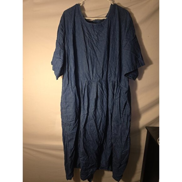 Country Wear Vintage 90s Denim Jean Dress Midi Womens Plus Size 34W 4X 5X - Picture 1 of 4